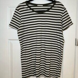 Heart Hips Olive and White Striped Top